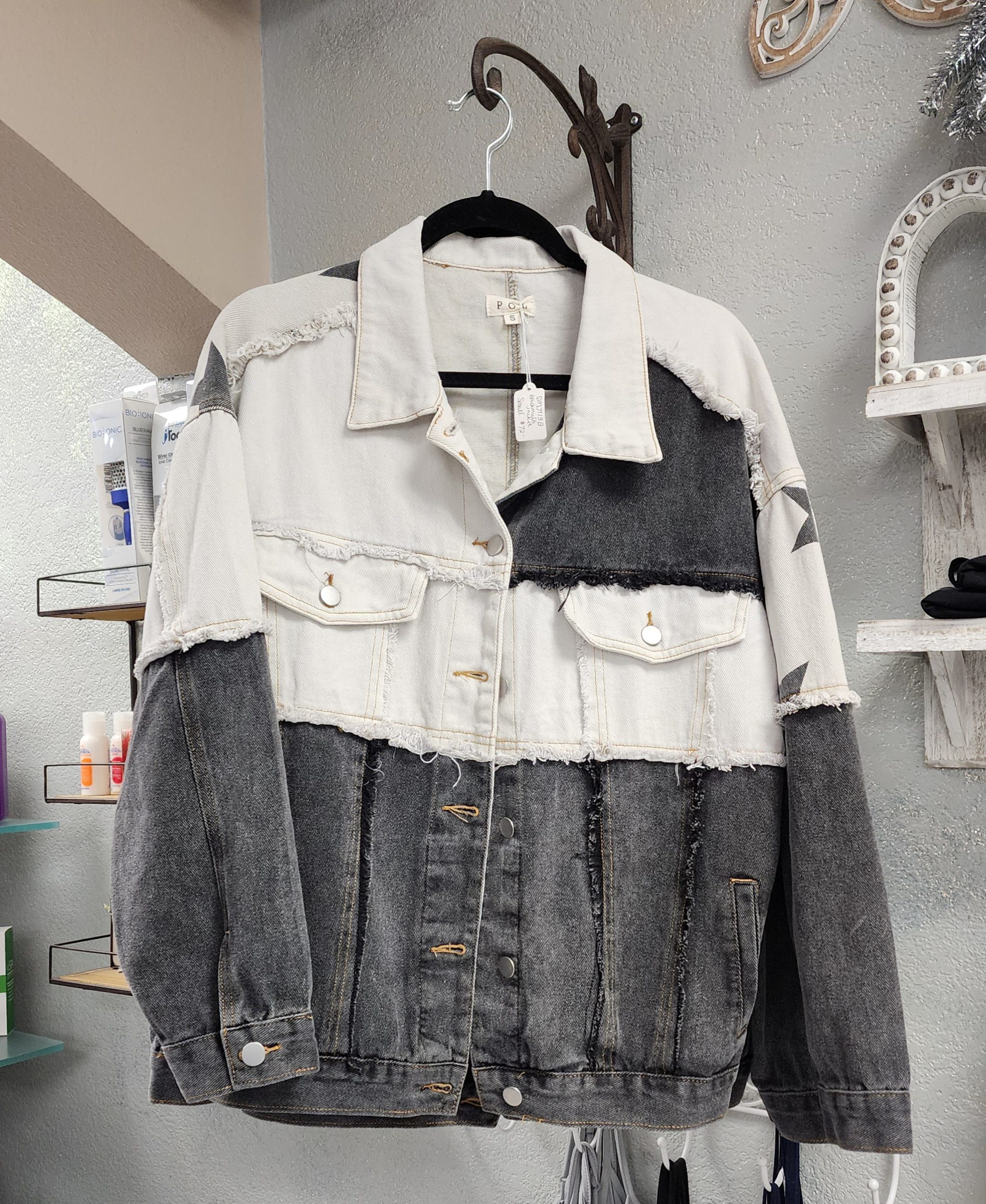 Black And White Denim Jacket.Black and white denim jacket - Hidden Gems Boutique